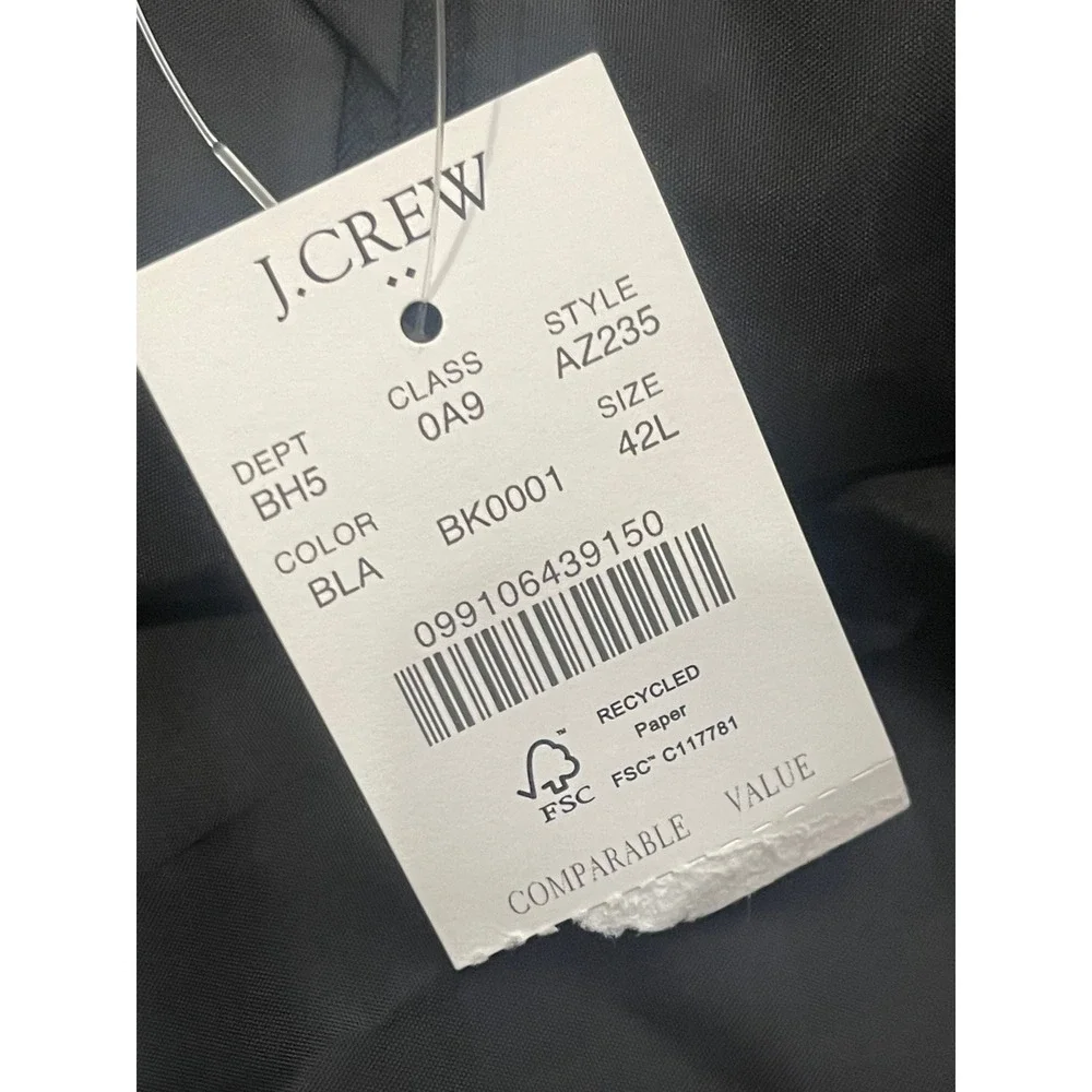 J.Crew Slim-fit Thompson Tuxedo Jacket Black 42L NEW 100% Wool Blazer AZ235